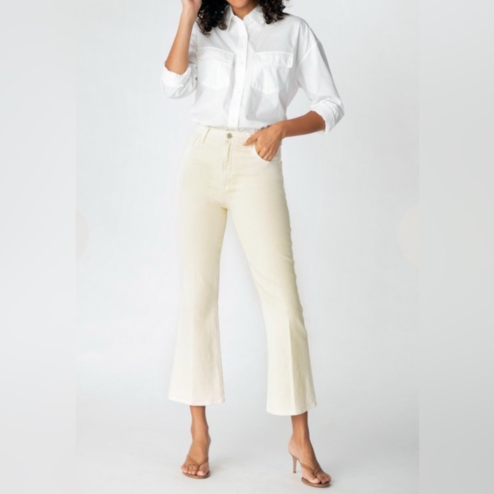 J Brand Cream Julia High Rise Flare Size 25